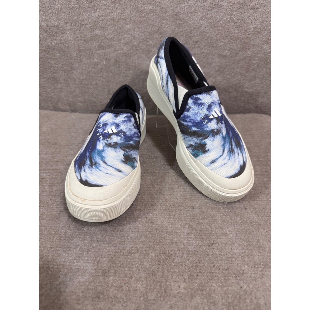 Adidas Stella McCartney Slip On Shoes Womens 6.5 Blue Tie Dye Platform Sneakers